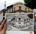 Architect Sketches the World Around Him from His Point of View
