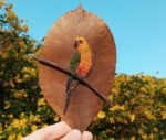 Laura Dalla Vecchia is Using Dried Leaves as a Canvas for Her Bird Embroidery